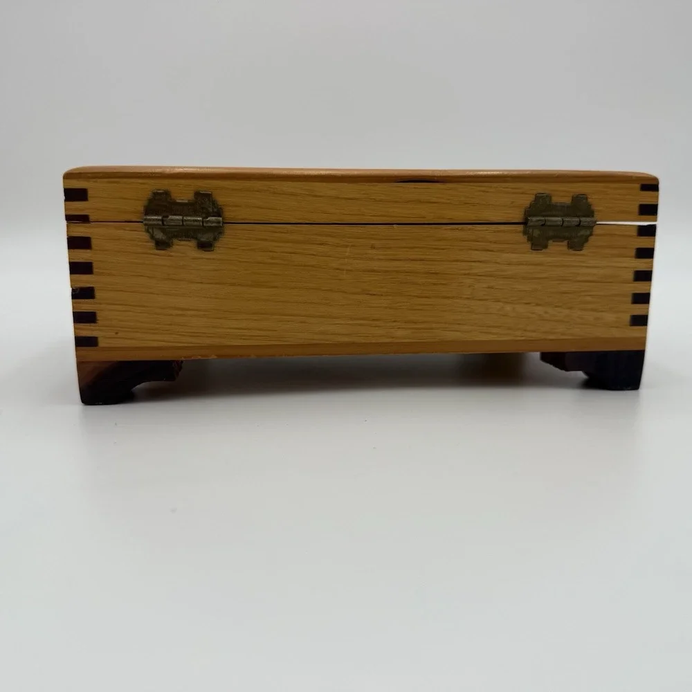 Vintage Cedar Jewelry Box, Sewing Box, Trinket Box or Stationary Box W/ Lock Key